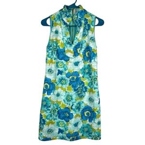 Sail to Sable Blue & Green Floral Shift Dress Size XS